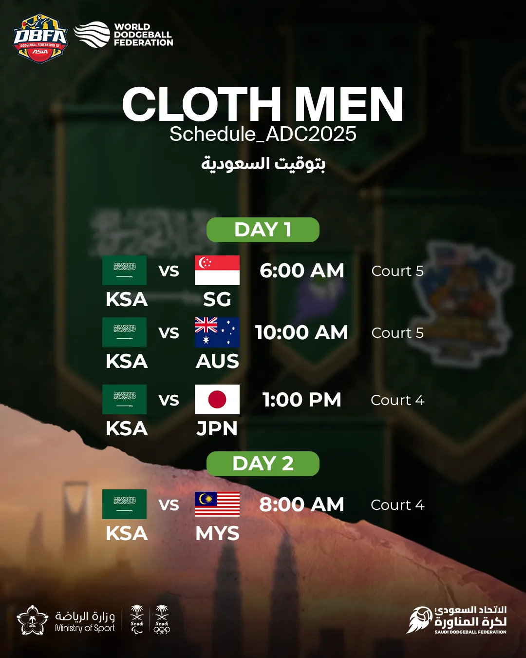 جدول مباريات فريق الكلوث